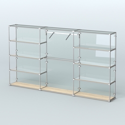 Торговая система ХРОМ (задняя стенка - стекло) 3600 мм с зеркальными полками и поручнями №9, Дуб Сонома