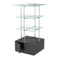 Торговые стенды Экспозиция с полками и тумбами №1 (с двумя стеклянными полками 6мм), Черный