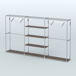 Торговая система ХРОМ без ДСП 3600 мм с полками ДСП и поручнями №10, Дуб Венге