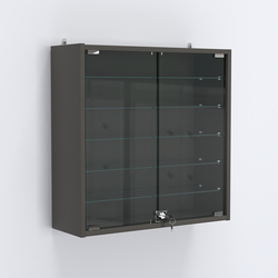 Витрина настенная №201-5А с пятью прозрачными полками, Черный
