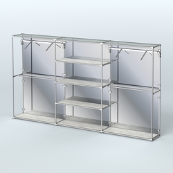 Торговая система ХРОМ (задняя стенка - зеркало) 3600 мм с полками ДСП и поручнями №10, Метрополитан Грей