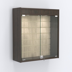 Витрина настенная №201-2Б с эконом панелью и фризом, Дуб Венге