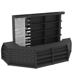 Комплект кассовой зоны со скошенным фасадом и стеллажом под сигареты большой №3-1, Черный