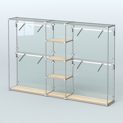 Торговая система ХРОМ (задняя стенка - стекло) 3030 мм с полками ДСП и поручнями №8, Дуб Сонома