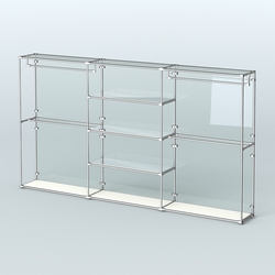 Торговая система ХРОМ (задняя стенка - стекло) 3600 мм с зеркальными полками и поручнями №2, Белый