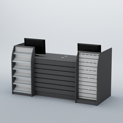 Ресепшен Атлант с накладными планками наклонными полками и экономпанелью №9, Темно-Серый