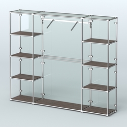 Торговая система ХРОМ (задняя стенка - стекло) 2430 мм с полками ДСП и поручнями №11, Дуб Венге