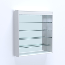 Витрина настенная №204-4Г зеркальная с прозрачными полками и подсветкой, Белый