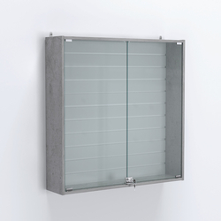 Витрина настенная №204-1Б закрытая с экономпанелью, Бетон Чикаго светло-серый F186 ST9