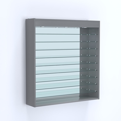 Витрина настенная №204-8Г зеркальная без дверей с фризом и девятью полками, Темно-Серый