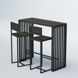 Комплект барный стол "Кофе-брейк" №7 и стулья, Черный