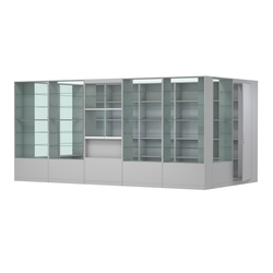 Пристенный торговый павильон из ДСП СЭСП №14 (10, 8 кв.м), Серый