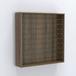 Витрина настенная №204-5Г открытая с девятью прозрачными полками, Орех