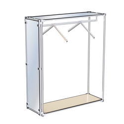 Хромированный стенд- в центр зала, торец-зеркало ZTD-12 №1-4 с полкой Зеркало 4 мм, Крем Вайс