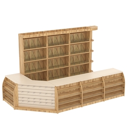 Комплект кассовой зоны со стеллажами под конфеты и орехи большой №3, Дуб Золотистый Крем Вайс