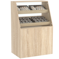 Торговый прилавок для выпечки с двумя наклонными полками серии BAKERY №1 , Дуб сонома