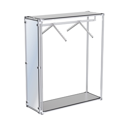 Хромированный стенд островной, торец-зеркало ZTD-12 №1-3 с полками ДСП 16 мм, Серый