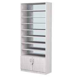 Стеллаж из ДСП с 7-ю полками 350x900 мм серии LEVEL-7 №13-2 (З/C - ЗЕРКАЛО), Ясень Анкор светлый
