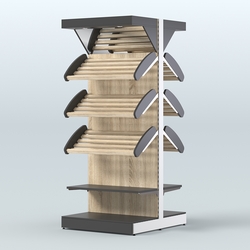 Стеллаж для хлеба островной высокий комбинированный с зеркальным фризом СХОВФ-03, Черный + Дуб Сонома