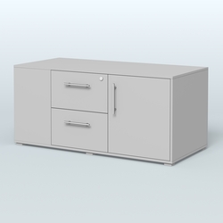 Тумба двусторонняя с отсеком и двумя открытыми полками Платинум Персонал, Серый