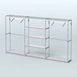 Торговая система ХРОМ без ДСП 3600 мм с зеркальными полками и поручнями №10, Серый