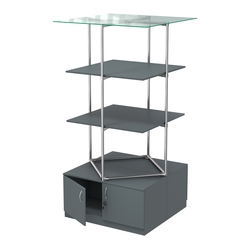 Торговые стенды Экспозиция с полками и тумбами №3 (с двумя полками ДСП 16мм), Темно-Серый