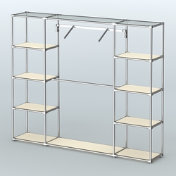 Торговая система ХРОМ без ДСП 2430 мм с полками ДСП и поручнями №11, Крем Вайс