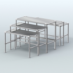 Комплект столов №2-5 с полками зеркало 4мм, Серый