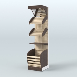 Стеллаж для хлеба и выпечки с нижней корзиной - накопителем и зеркальным фризом Феникс №14КФ, Дуб Венге + Дуб Сонома