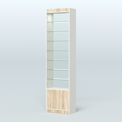 Высокая витрина серии Эконом №304-600 (без дверей), Белый + Дуб Сонома