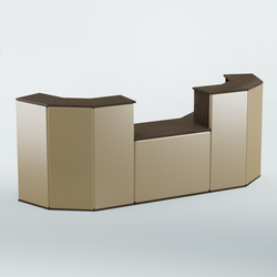 Ресепшен со столом БАРХАТ СЕРЫЙ ПЕРЛАМУТР №3 (ровная поверхность), Дуб Венге + Экокожа золотистая