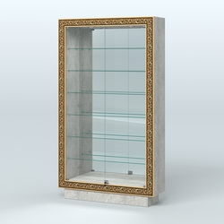 Низкая витрина с декором и узкими полками НБА-11, Метрополитан Грей