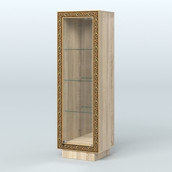 Низкая витрина с декором и тремя прозрачными полками НБА-3, Дуб сонома