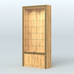 Витрина с декором и стеклянными дверками №ВБА-31С, Дуб Золотистый