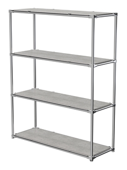 Торговый хромированный стеллаж с полками ДСП №7, Метрополитан Грей