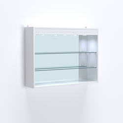 Витрина настенная №203-4Г зеркальная без дверей со стеклянными полками и верхней подсветкой, Белый