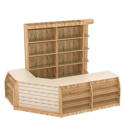 Комплект кассовой зоны со стеллажами под конфеты и орехи средний №2, Дуб Золотистый Крем Вайс