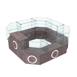 Торговый стеклянный островок с накладками серии КРУГ №2 (7,62 кв.м), Ясень Анкор темный