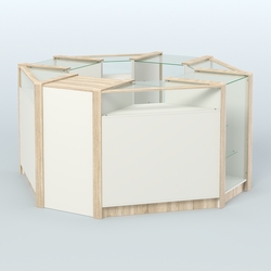 Торговый островок в стиле ЛОФТ с прозрачными фасадами №3 (4,72 кв.м), Белый + Дуб Сонома