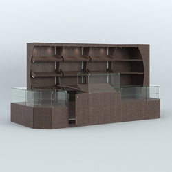 Угловой павильон со стеклянными прилавками для продажи хлеба и выпечки №3, Дуб Венге