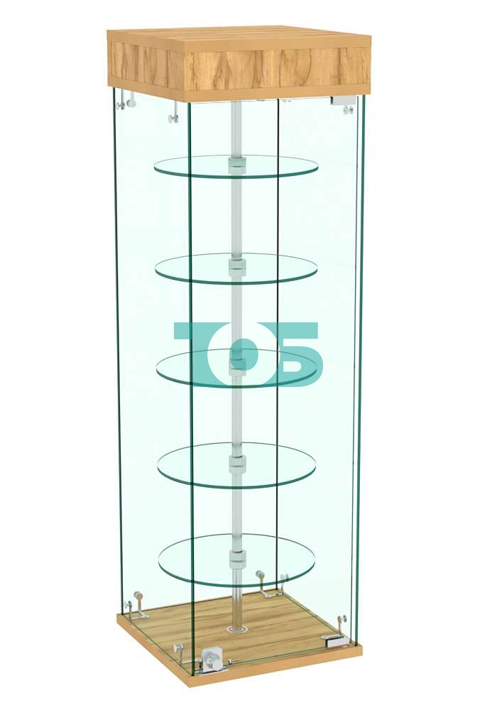 Витрина РОТАЦИЯ настольная с вращающимися полками №23-5 (прозрачная) Дуб Золотистый