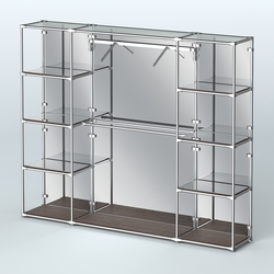 Торговая система ХРОМ (задняя стенка - зеркало) 3600 мм с зеркальными полками и поручнями №11, Дуб Венге