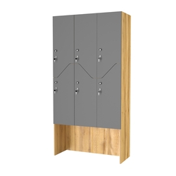 Шкаф для раздевалок СТАНДАРТ-Элегия №3-3Б, Дуб Золотистый и Темно-Серый