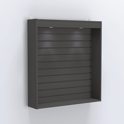 Витрина настенная №204-2В открытая с экономпанелью и верхней подсветкой, Черный