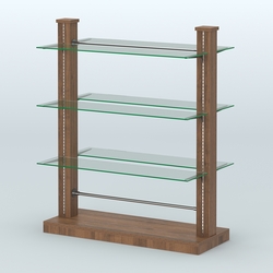 Островная система с перфорацией и шестью стеклянными полками №18, Орех