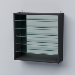 Витрина настенная №201-6Г открытая зеркальная с пятью полками из стекла, Антрацит