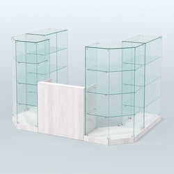 Торговый стеклянный павильон Абсолют №1а (закрытый) (4.13 кв.м), Ясень Анкор светлый