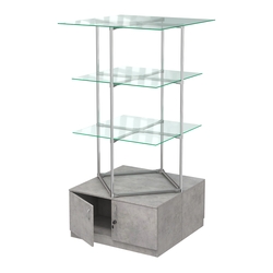 Торговые стенды Экспозиция с полками и тумбами №1 (с двумя стеклянными полками 6мм), Бетон Чикаго светло-серый F186 ST9