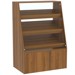 Торговый прилавок для выпечки с тремя наклонными полками под экраны серии BAKERY №2, Орех