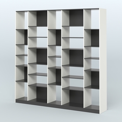 Стеллаж из ДСП серии ЛОФТ №17-2 с полками ДСП, Белый и Черный